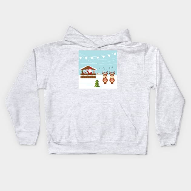 Christmas market cartoon illustration Kids Hoodie by SooperYela